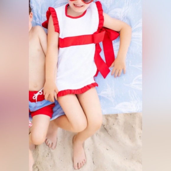 Beaufort Bonnet Co. Carolina Cover Up White W/Red Bows Ruffles Swim Pool NWT 7 - Picture 7 of 9